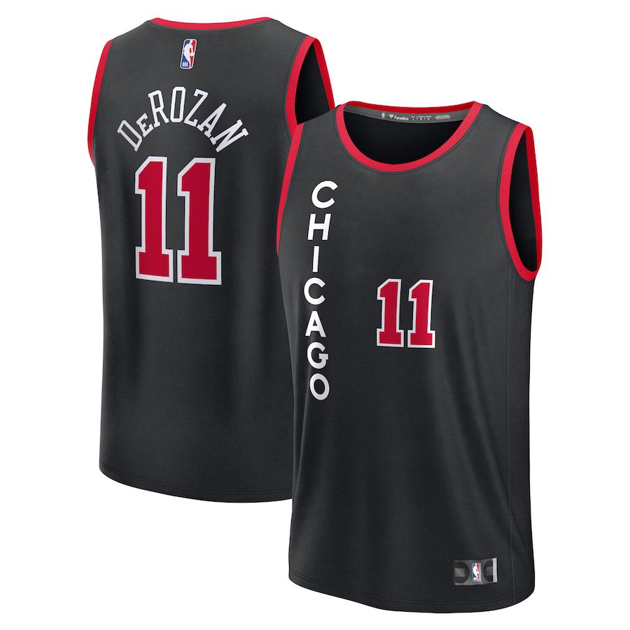 Men Chicago Bulls 11 DeMar DeRozan Fanatics Branded Black City Edition 2023-24 Fast Break NBA Jersey